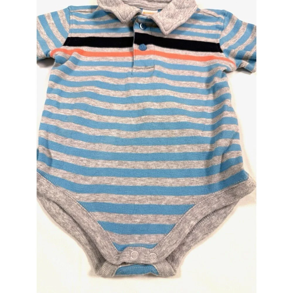 GYMBOREE Baby Boys Striped Polo Bodysuit 18-24 Months Blue‎ Gray